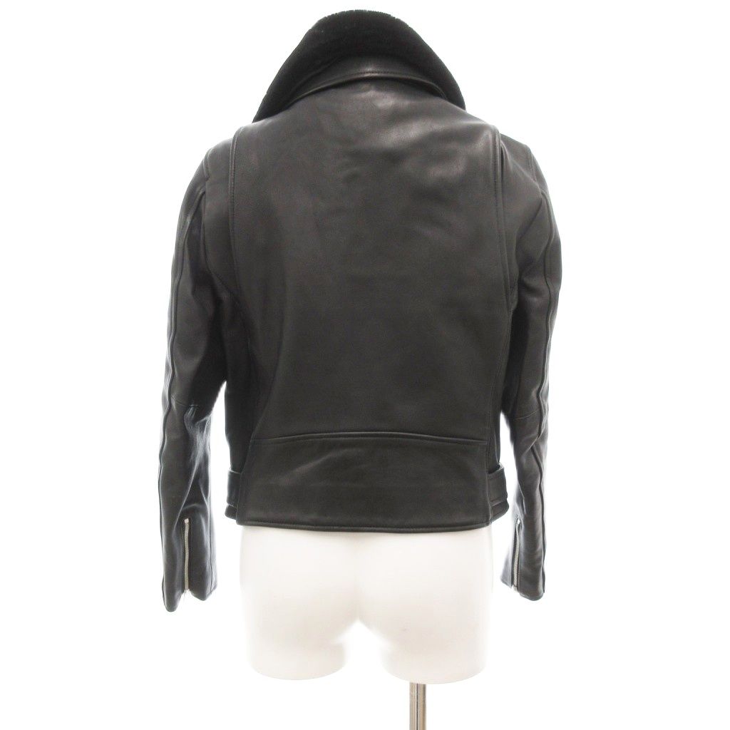 フリークスストア FREAKS STORE ライダースジャケット ダブル シープスキン ムートンファー 羊革 レザー M 黒 ブラック JS GY 17