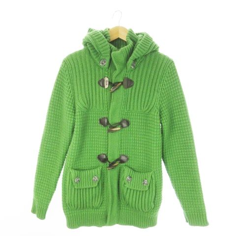 バーク Bark ダッフルコート ニット フーディ トグルボタン 厚手 S 緑 グリーン AO 9 GY 18