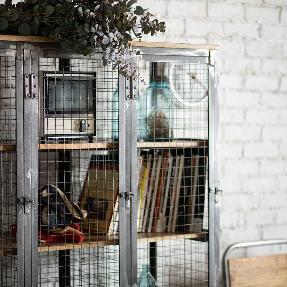 シェルフ 古材 家具 ラック キャビネット メッシュ アンティーク