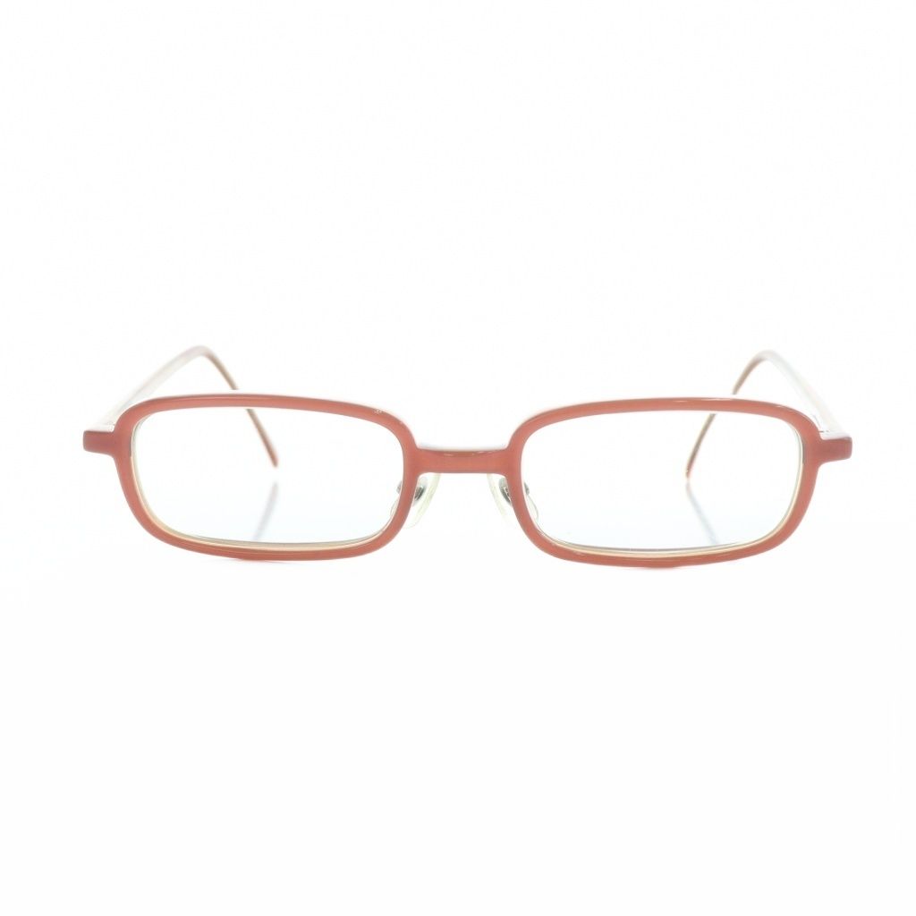 スクエア型セルフレームメガネ 眼鏡 度あり クリアレンズ ロゴ 赤 レッド GY 35 MQ