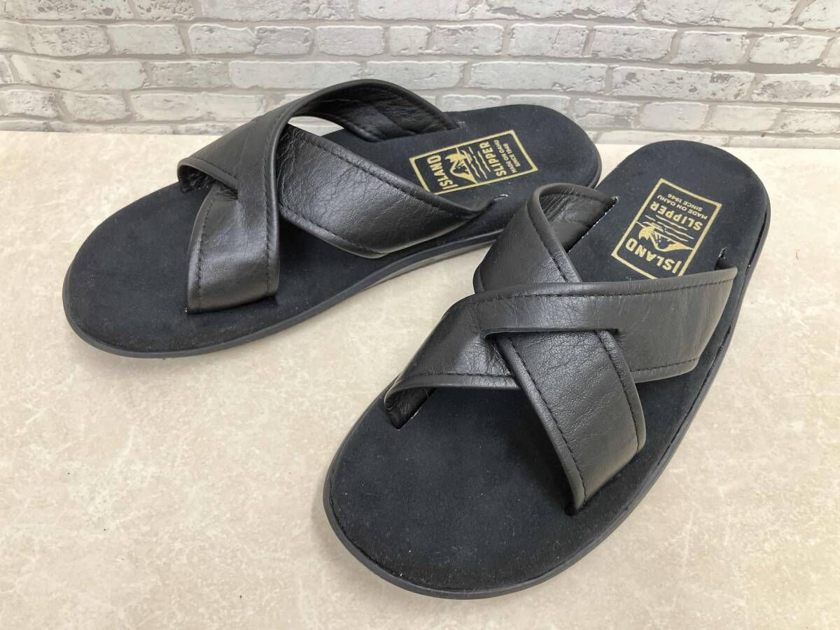 Island Slipper アイランドスリッパ PT 223 PB レザークロスストラップ サンダル ブラック スウェードクロス 約24 cm