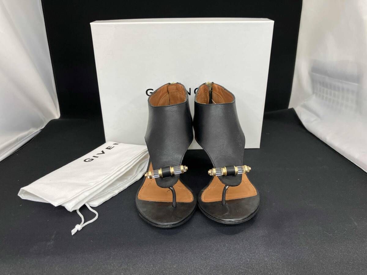 ジバンシー サンダル サイズ36 1 2 黒 ブラック レザー レディース バックファスナー イタリア製 ピンヒール 箱 袋付き