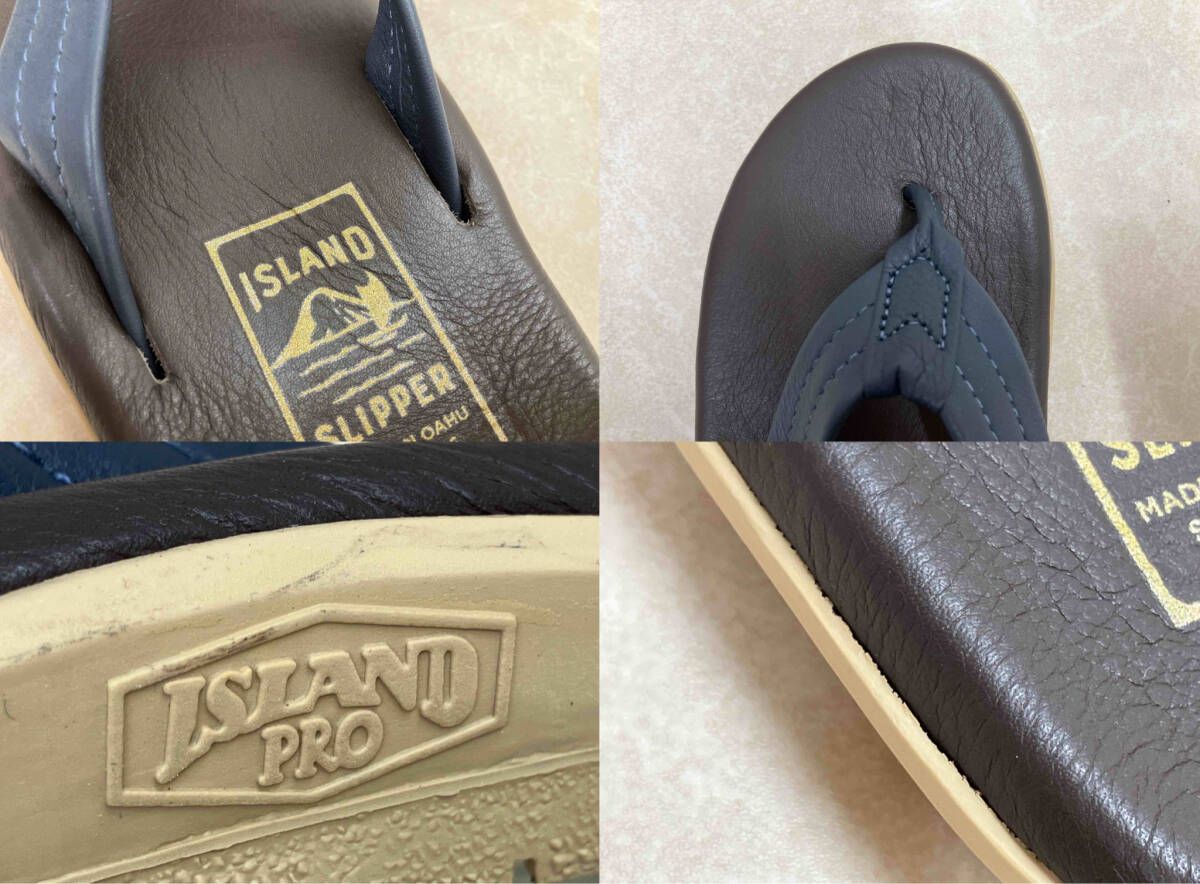  Island Slipper アイランドスリッパ PT 202 PB レザーストラップ サンダル ブラウン×ネイビー ソフトレザー 約24 cm サンダル サンダル ミュール