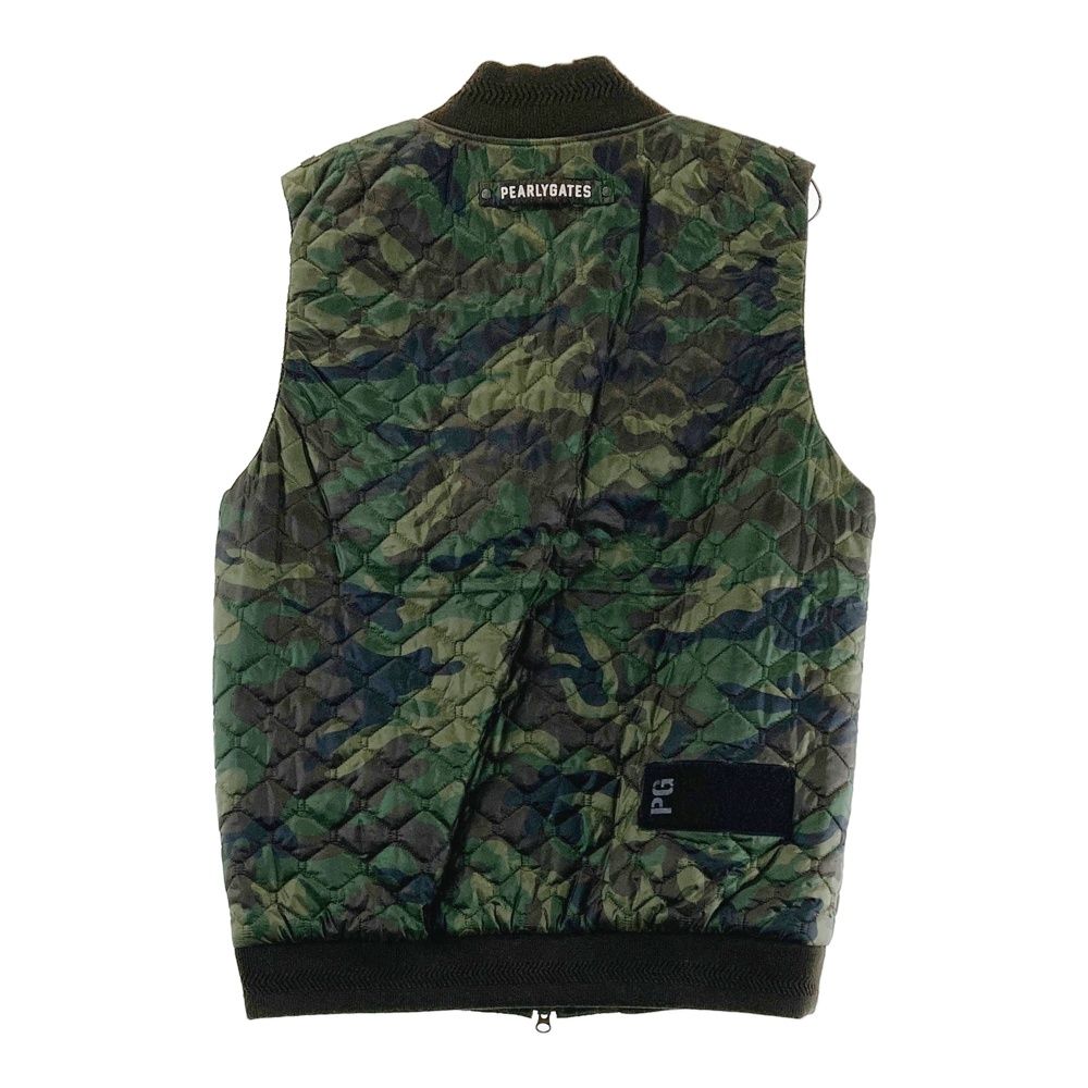 サイズ 5 PEARLY GATES パーリーゲイツ 中綿ジップベスト キルティング カモフラ柄 カーキ系 ゴルフウェア メンズ ストスト