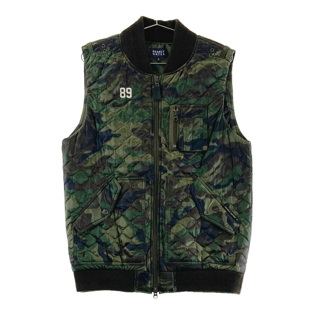 サイズ 5 PEARLY GATES パーリーゲイツ 中綿ジップベスト キルティング カモフラ柄 カーキ系 ゴルフウェア メンズ ストスト