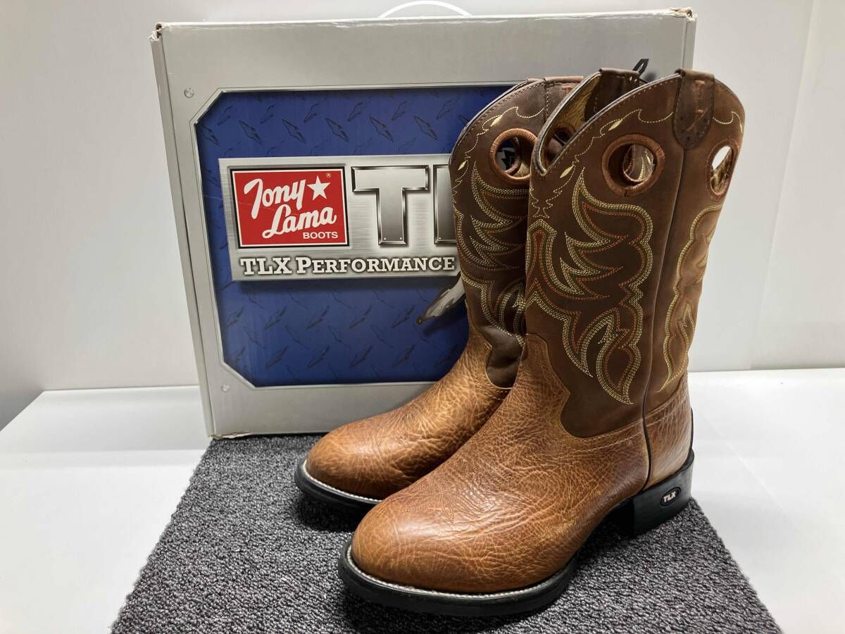 Tony Lamaブラウンレザーウエスタンブーツ　箱付き 箱付き☆ Tony Lama トニーラマ ウエスタンブーツ（ブラウン） サイズ