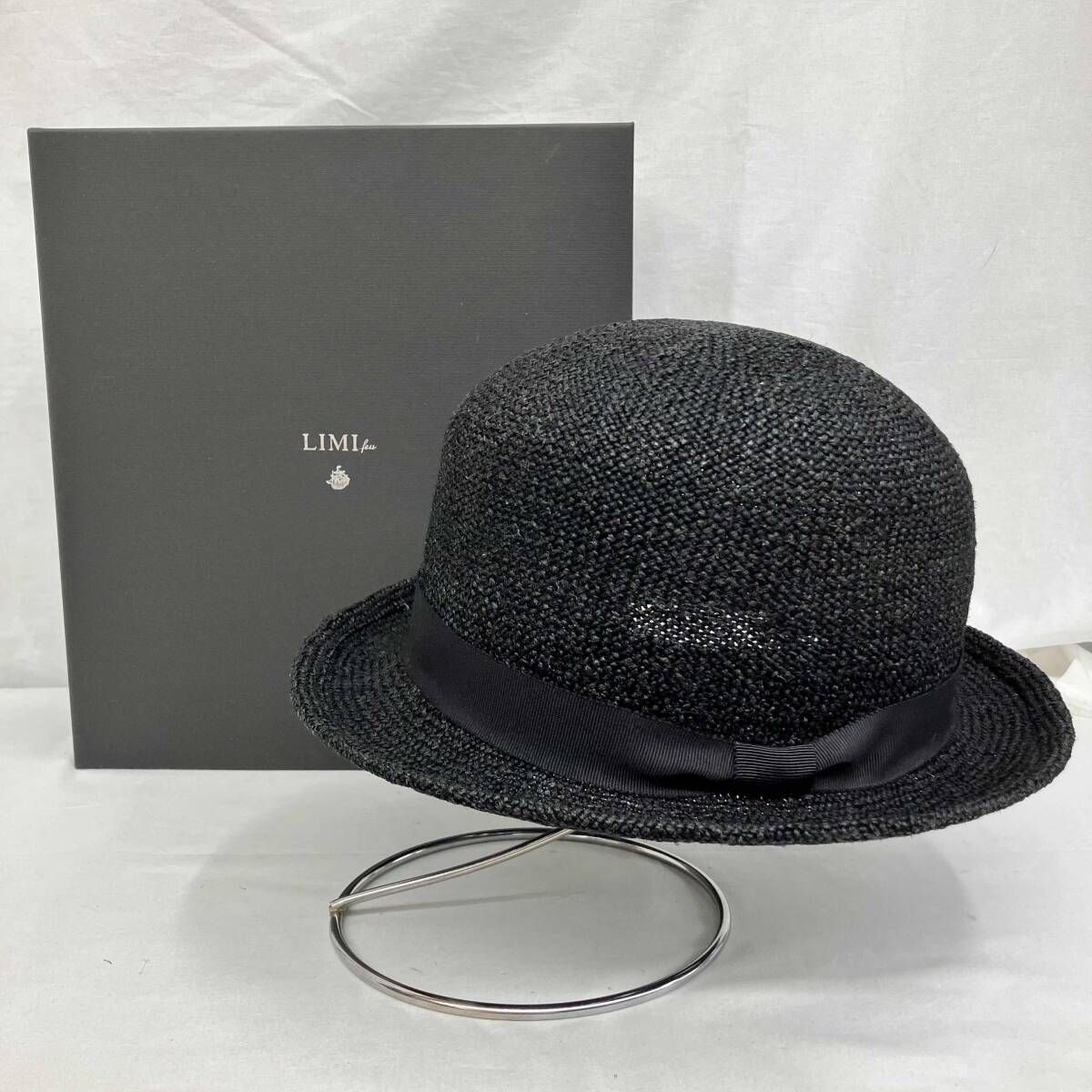 LIMI feu リミ フゥ LO H 01 380 ブラック ストローハット 麦わら帽子 ヨウジヤマモト 頭囲58 ０cm