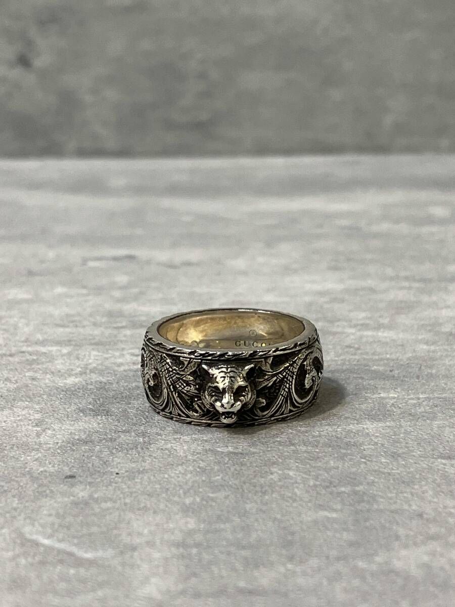 GUCCI cat head ring キャットヘッドリング シルバー ブラック サイズ