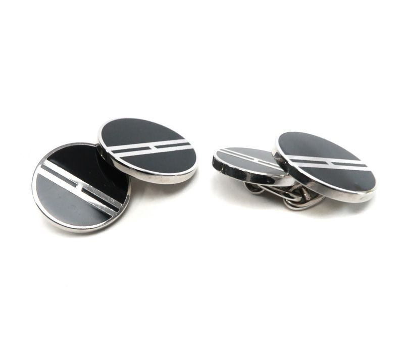 エルメス Hモチーフ カフス カフリンクス ブラック×シルバー HERMES