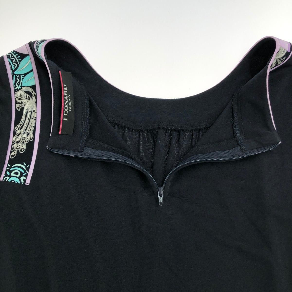 LEONARD レオナール 長袖ブラウス サイズ:LL 花柄 ブラック レディース