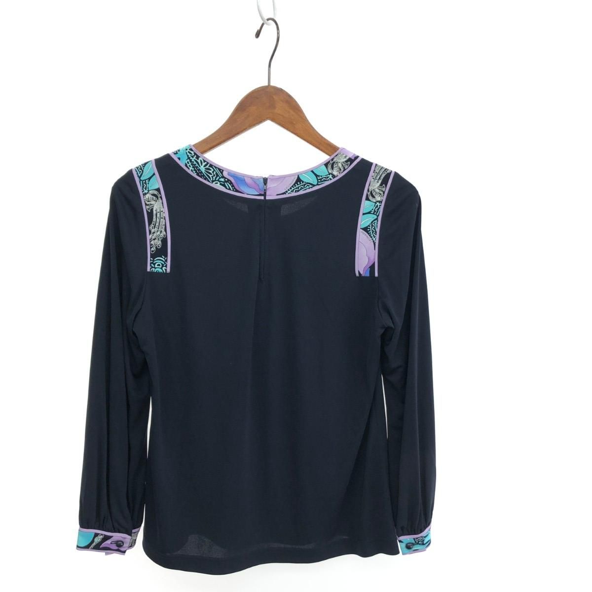 LEONARD レオナール 長袖ブラウス サイズ:LL 花柄 ブラック レディース