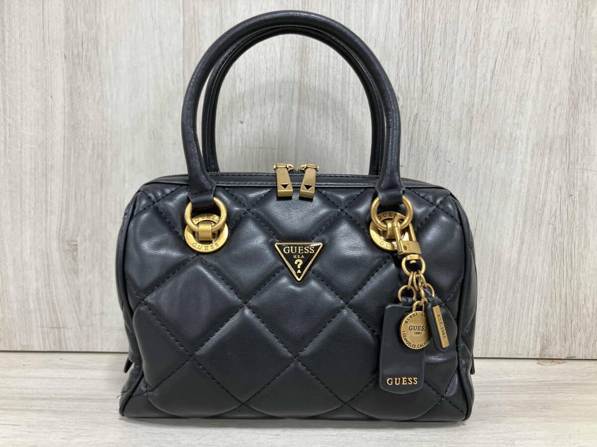 GUESS ゲス ハンドバッグ ショルダーバッグ 2 way キルティング CESSILY Box Satchel ブラック