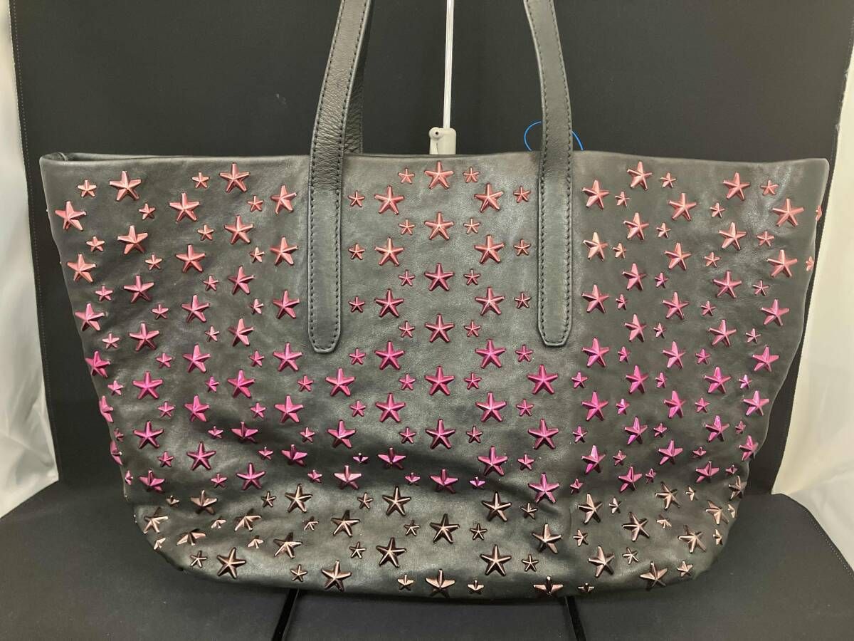 JIMMY CHOO ジミーチュウ ピンクスタースタッズ トートバッグ ハンドバッグ SOFIA レザー 革 ブラック 黒 イタリア製