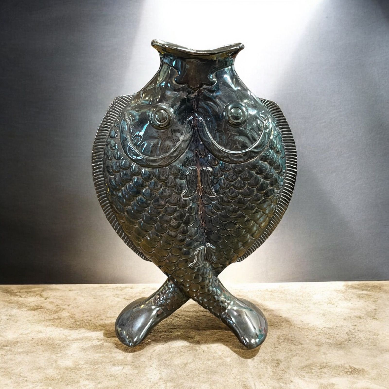 クリストフル　花瓶　two fish vase　魚　銀製品 Christofle 花瓶 2匹の魚 クリストフル インテリア 銀メッキ