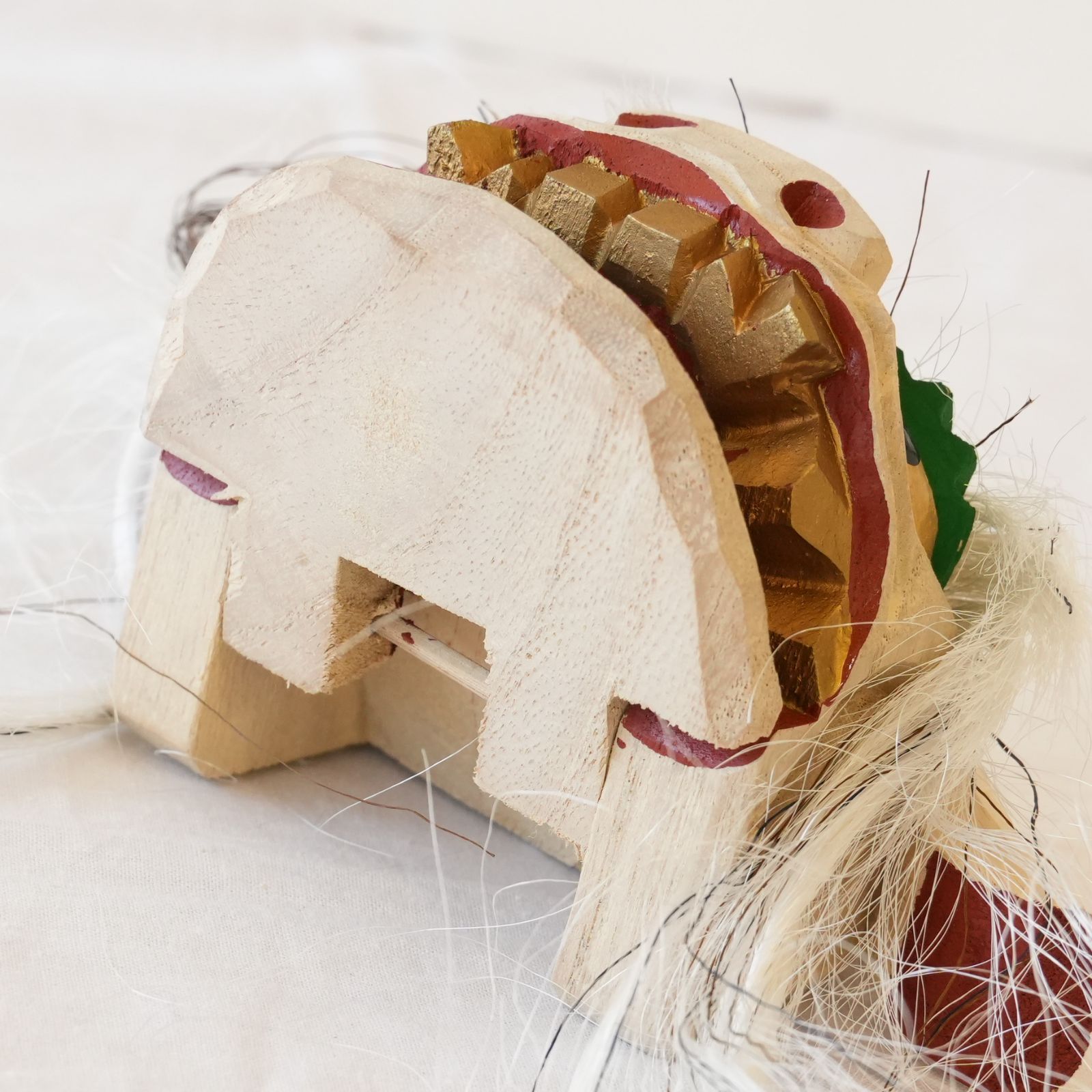 KO]木製 獅子頭 郷土玩具 手彫り 置物 工芸品 加賀人形 - メルカリ