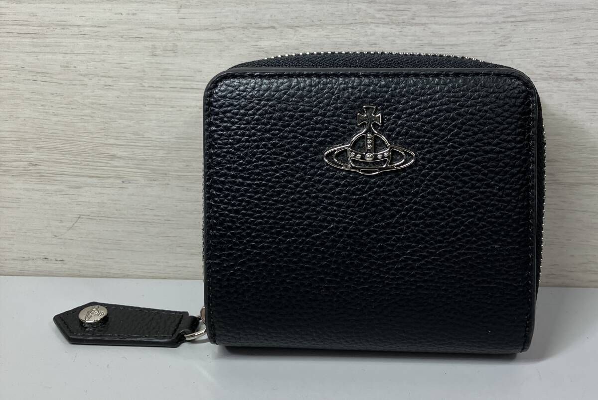 VIVIENNE WESTWOOD PU GRAIN 黒 二つ折り財布
