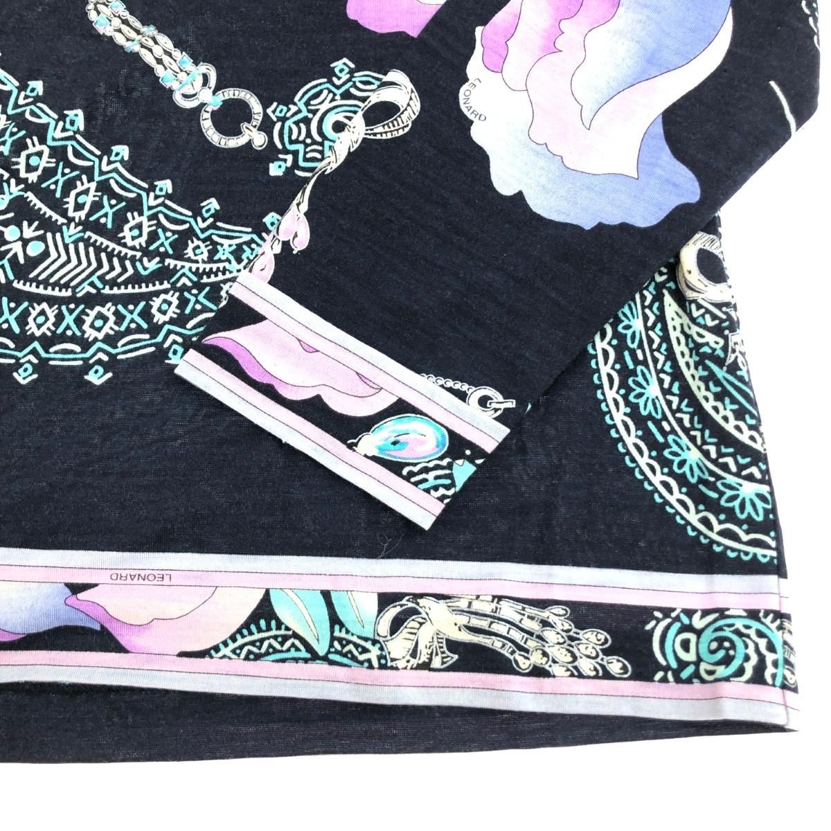 LEONARD レオナール 長袖ブラウス サイズ:L 花柄 ネイビー レディース