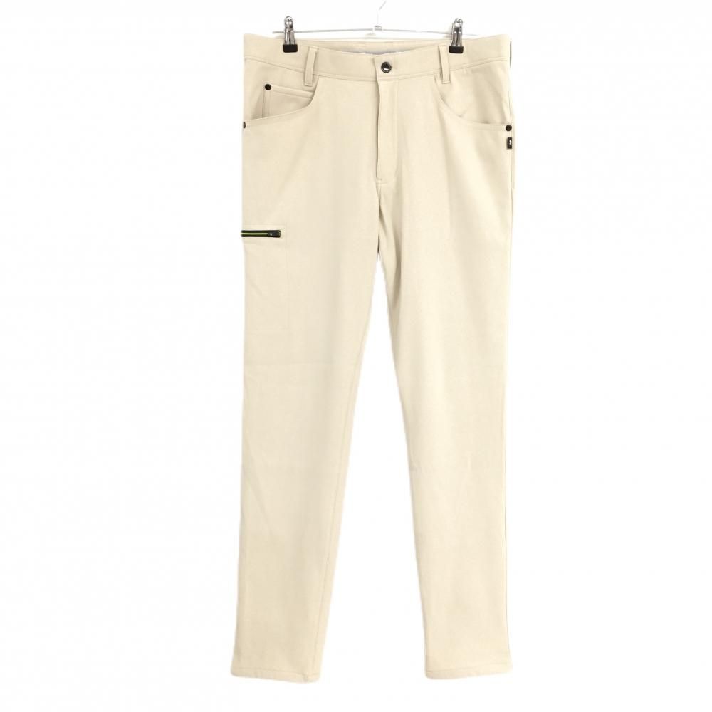 New Balance ベージュ　ゴルフウェア　サイズ7 美品】ニューバランスゴルフ パンツ ベージュ ジップライン蛍光