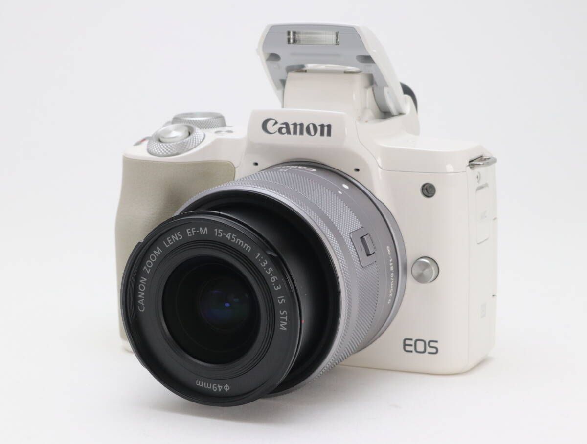 C 実用品 Canon キヤノン EOS Kiss M EF 15 45 mm 標準ズームキット ホワイト 初期不良 対応 111 151