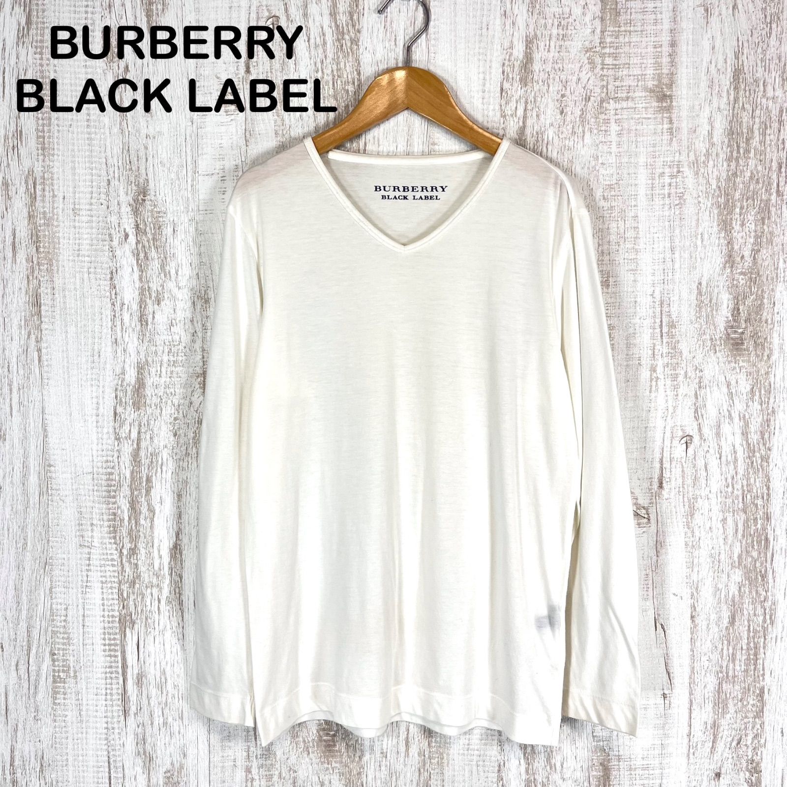 BURBERRY BLACK LABEL バーバリーブラックレーベル 無地 Vネック ロンT 