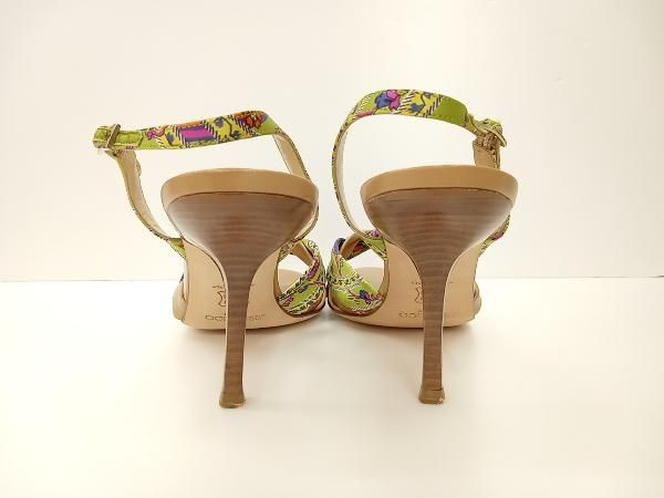 総柄 シルク＆レザーサンダル