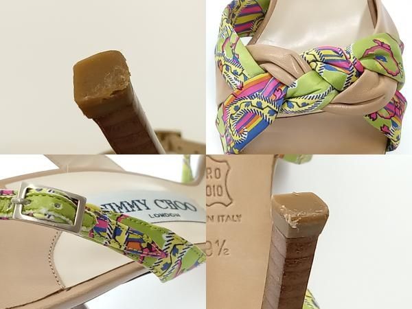 シルク＆レザーサンダル ヒール9.5