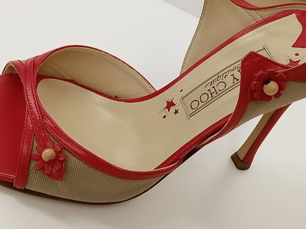  JIMMY CHOO ジミーチュウ サンダル ヒール11.5 cm MADE IN ITALY サイズ40 レッド ベージュ 通年 その他 靴