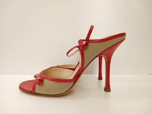 JIMMY CHOO ジミーチュウ サンダル ヒール11.5 cm MADE IN ITALY サイズ40 レッド ベージュ 通年