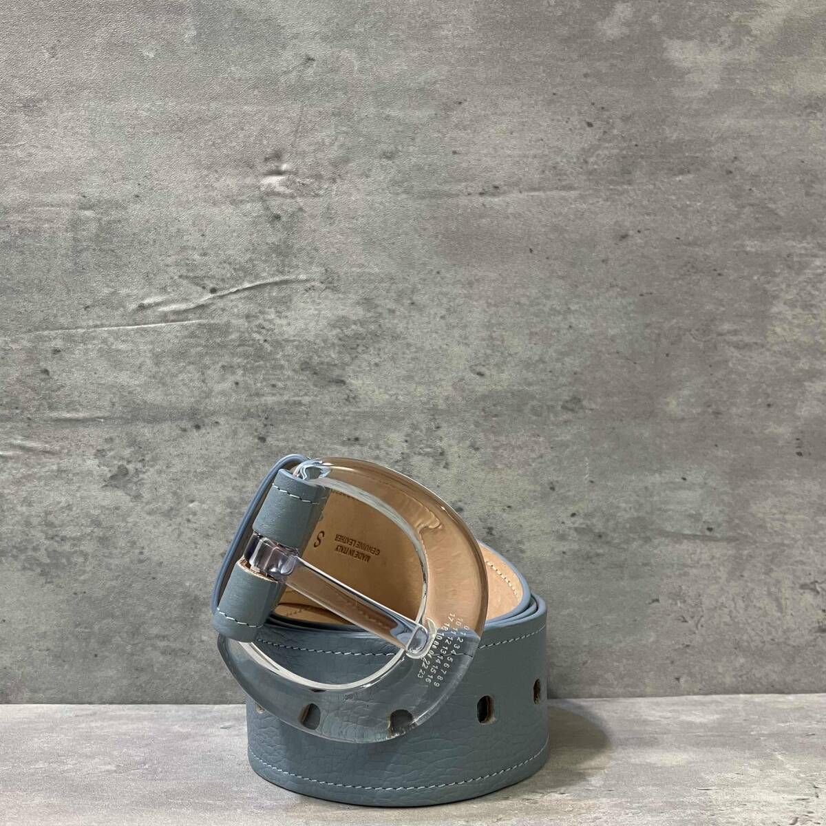 Maison Margiela clear buckle belt クリアバックルベルト ベージュ ライトブルー サイズS メゾンマルジェラ