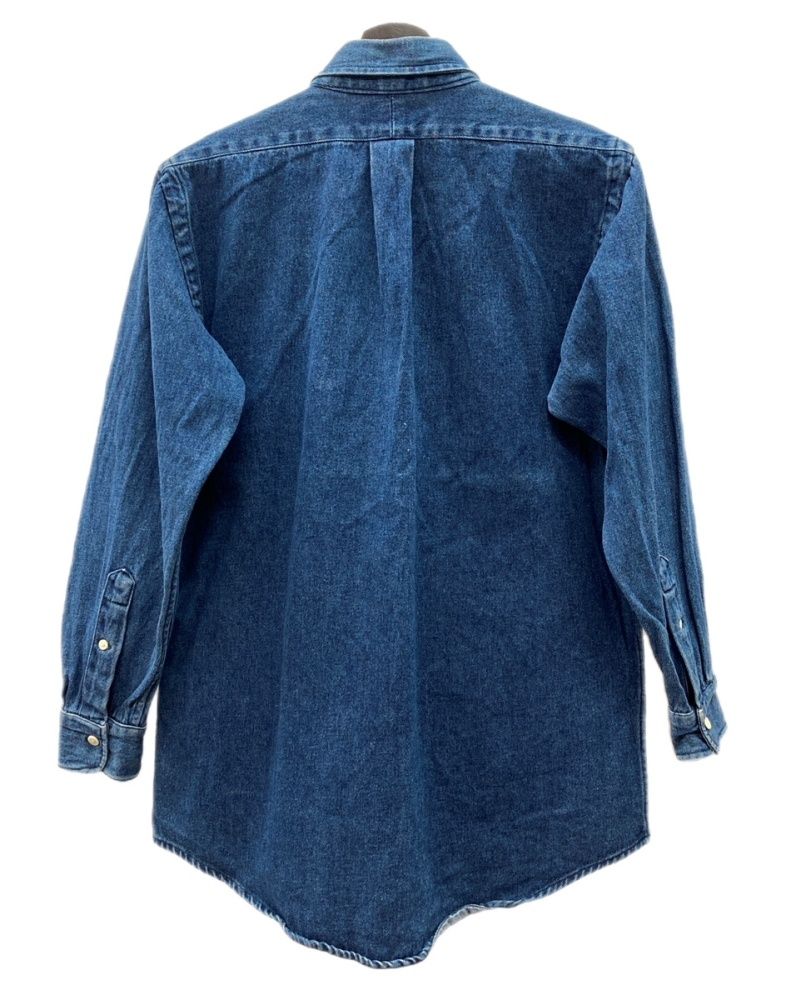 ラルフローレン RalphLauren POLO COUNTRY 90 s DENIM SHIRT ボタンダウン デニム シャツ 長袖 インディゴ 青 長袖シャツ ロゴ ブルー Sサイズ 104 MT-2263