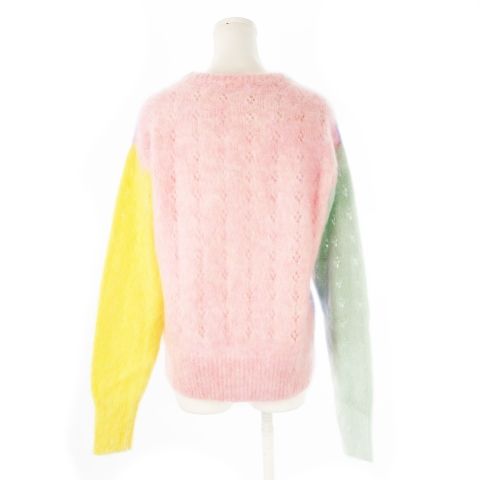 ディースクエアード 23 AW モヘヤマルチ セーター 長袖 透かし編み 配色 S 紫 パープル CK 6 GY 30