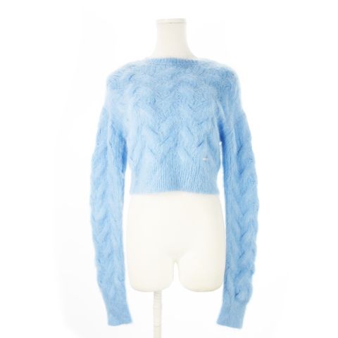 ディースクエアード 23 AW モヘヤクロップドセーター 長袖 ショート丈 ケーブル編み 起毛 S 青 ブルー CK 5 GY 30