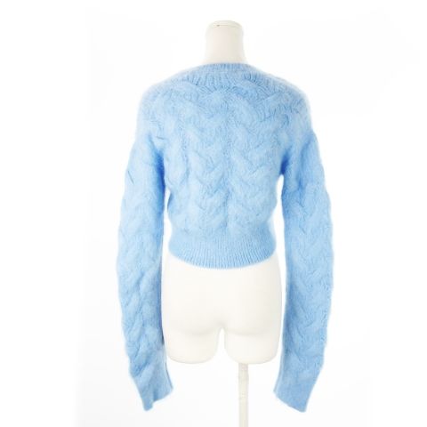 ディースクエアード 23 AW モヘヤクロップドセーター 長袖 ショート丈 ケーブル編み 起毛 S 青 ブルー CK 5 GY 30