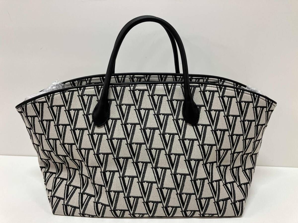 SHIME シィメ トートバッグ キャンバス地 総柄 モノグラム ライトグレー 大容量 保存袋あり
