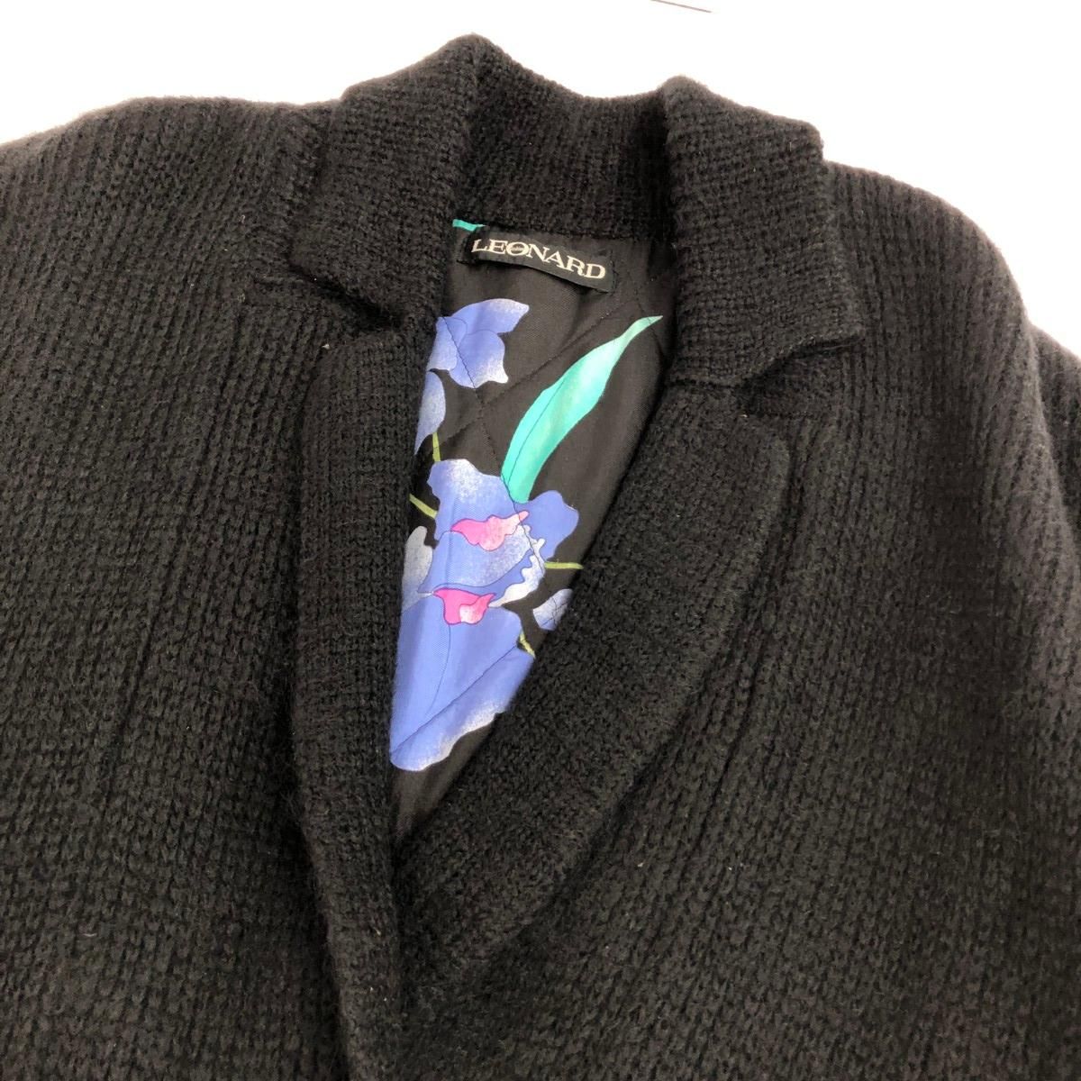 LEONARD レオナール ニットジャケット サイズ:M 内側花柄 ブラック