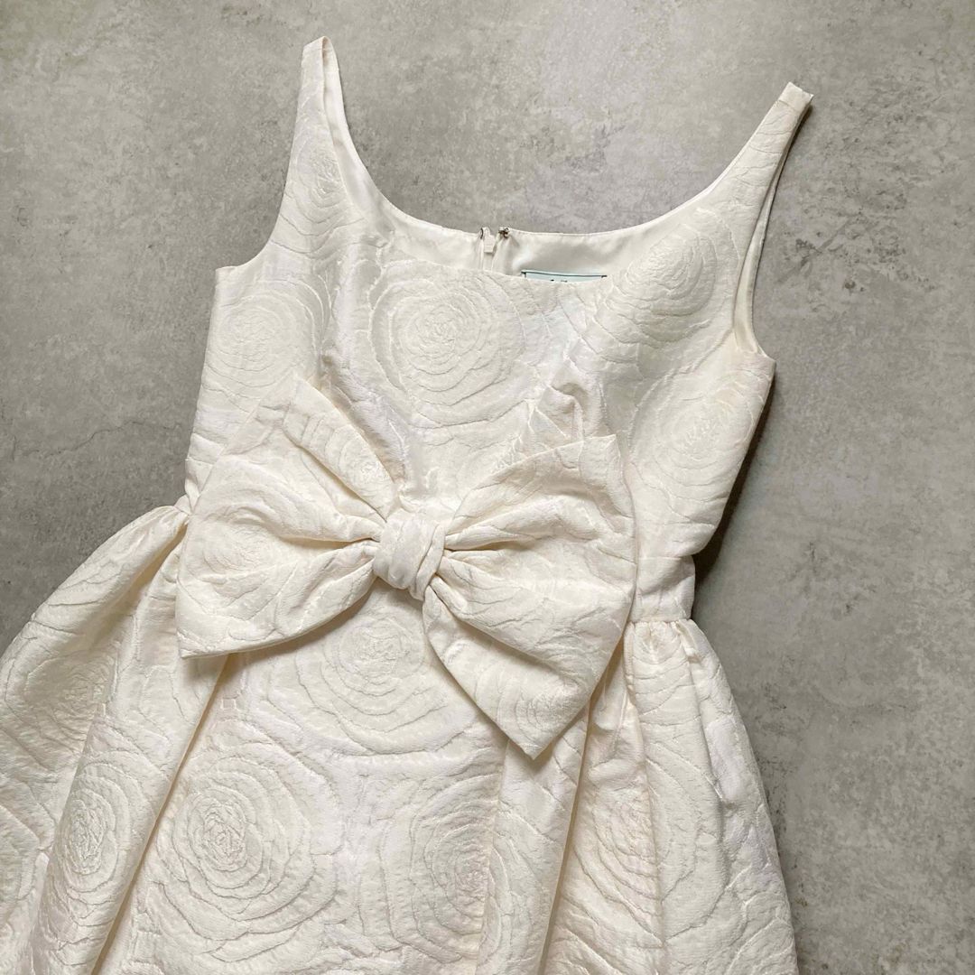 ケイトスペード マディソンアベニュー ビッグりぼんパーティードレス ジャガード生地 柄 薔薇 のスリーブ フ kate spade