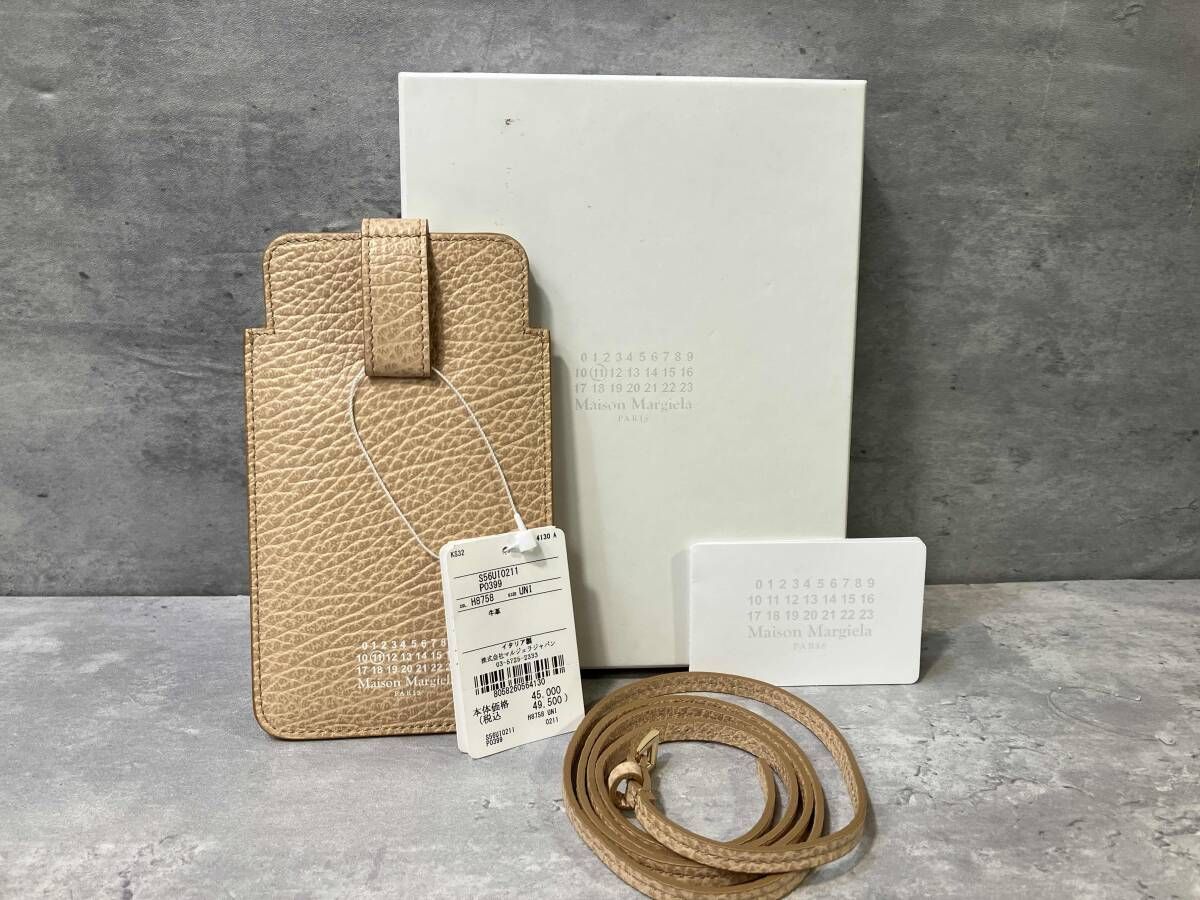 Maison Margiela スマホケース スマホショルダー ベージュ 牛革 レザー メゾンマルジェラ