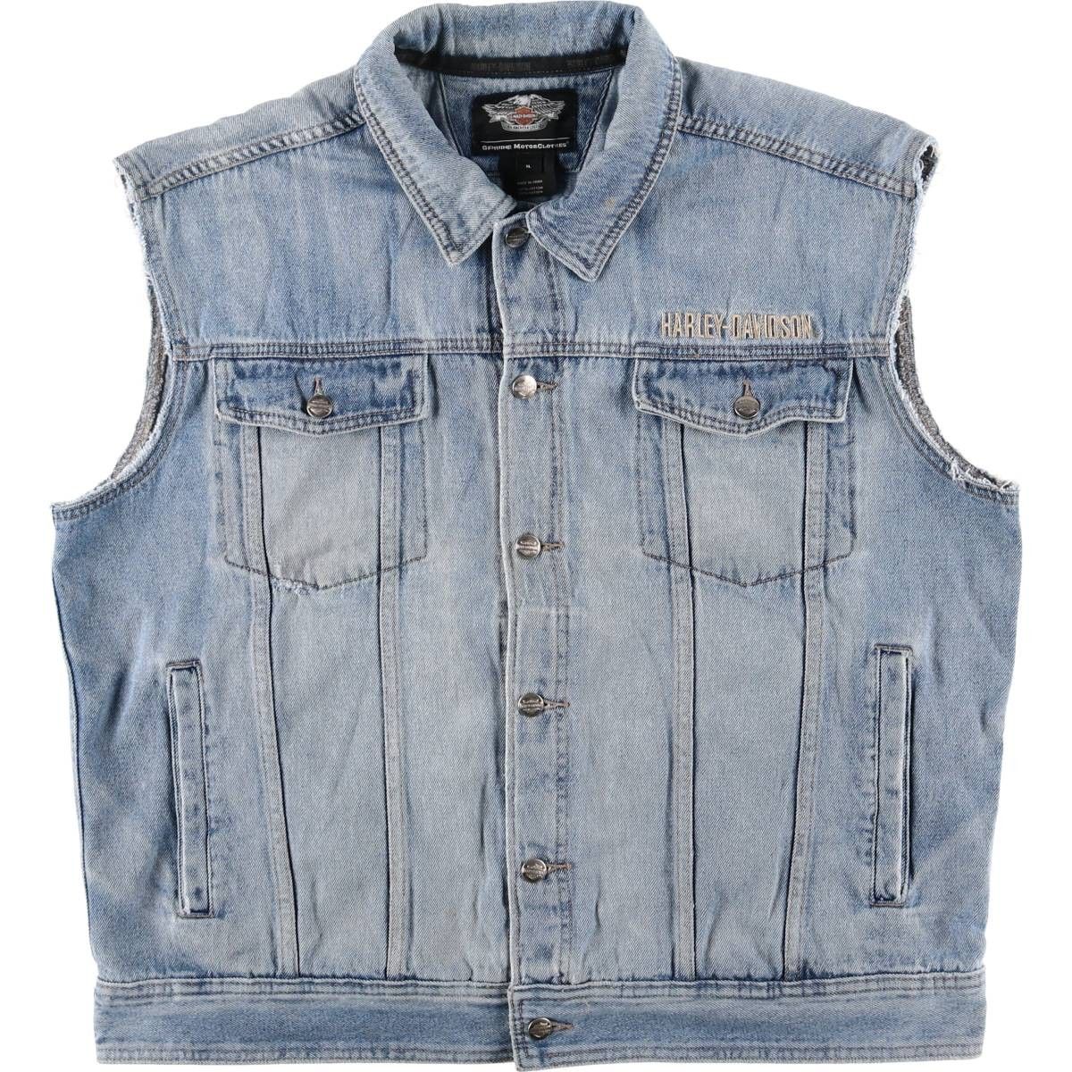 古着 ハーレーダビッドソン Harley-Davidson バックロゴ 隠しボタン 