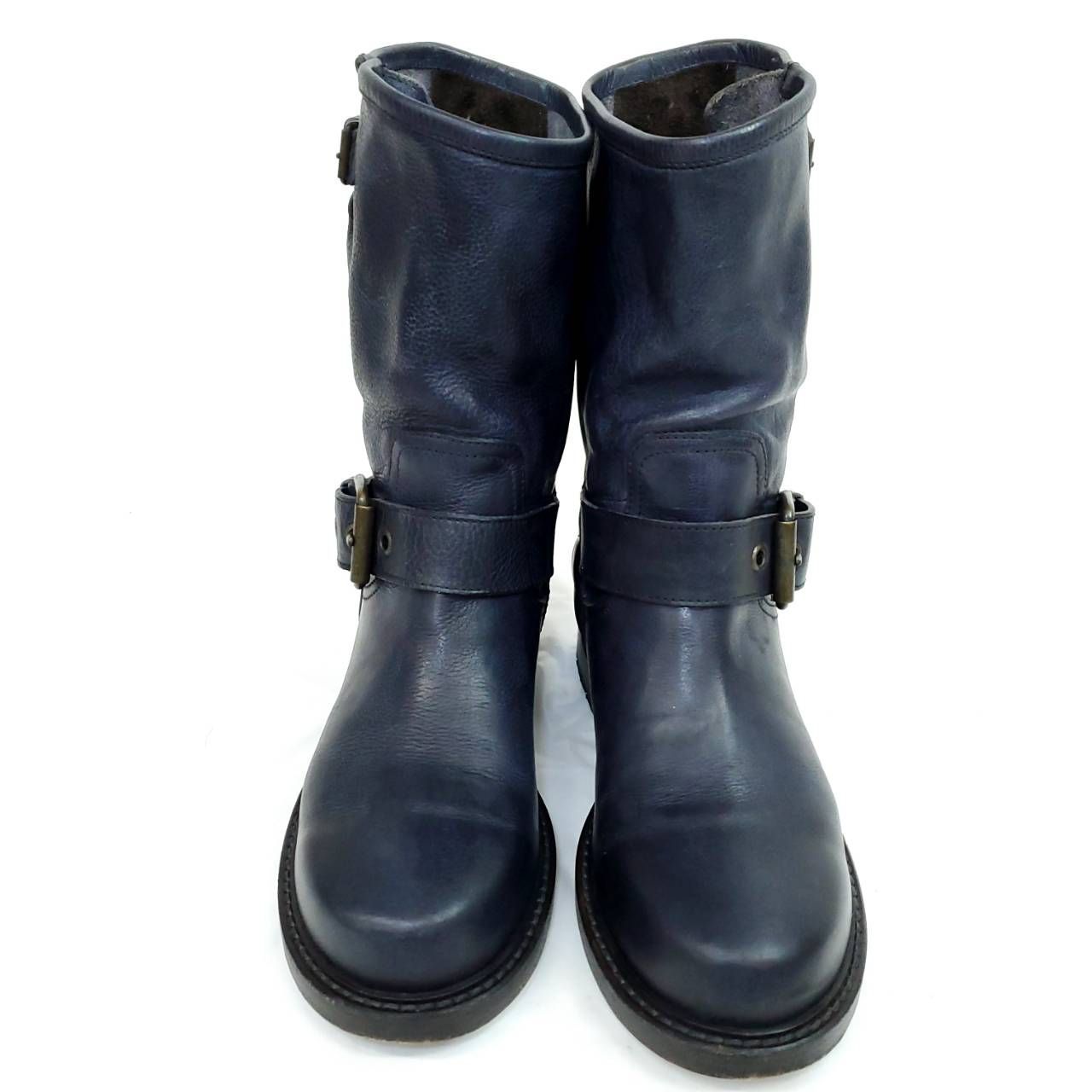 ブッテロ き キルティング エンジニアブーツ ネイビー レザー EU 36