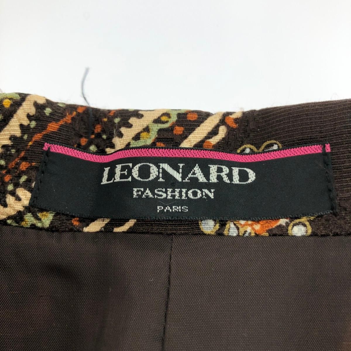 LEONARD レオナール 総柄ジャケット サイズ:L ペイズリー柄 ブラウン