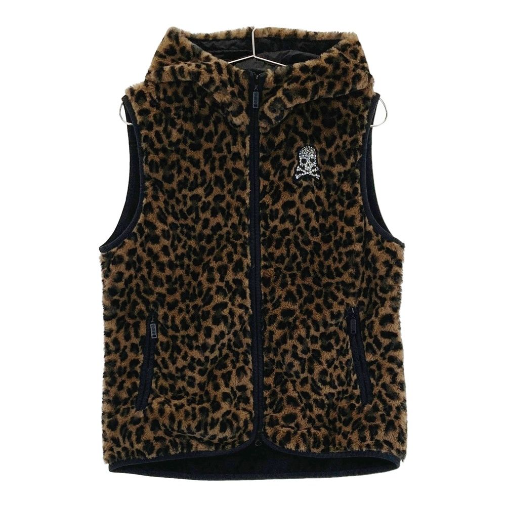 サイズ 3 DANCE WITH DRAGON ダンスウィズドラゴン ボアベスト レオパード ブラウン系 ゴルフウェア レディース ストスト