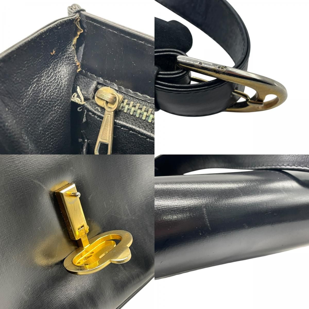 美品 CELINE セリーヌ ショルダーバッグ 黒 ブラック レザー 馬車金具