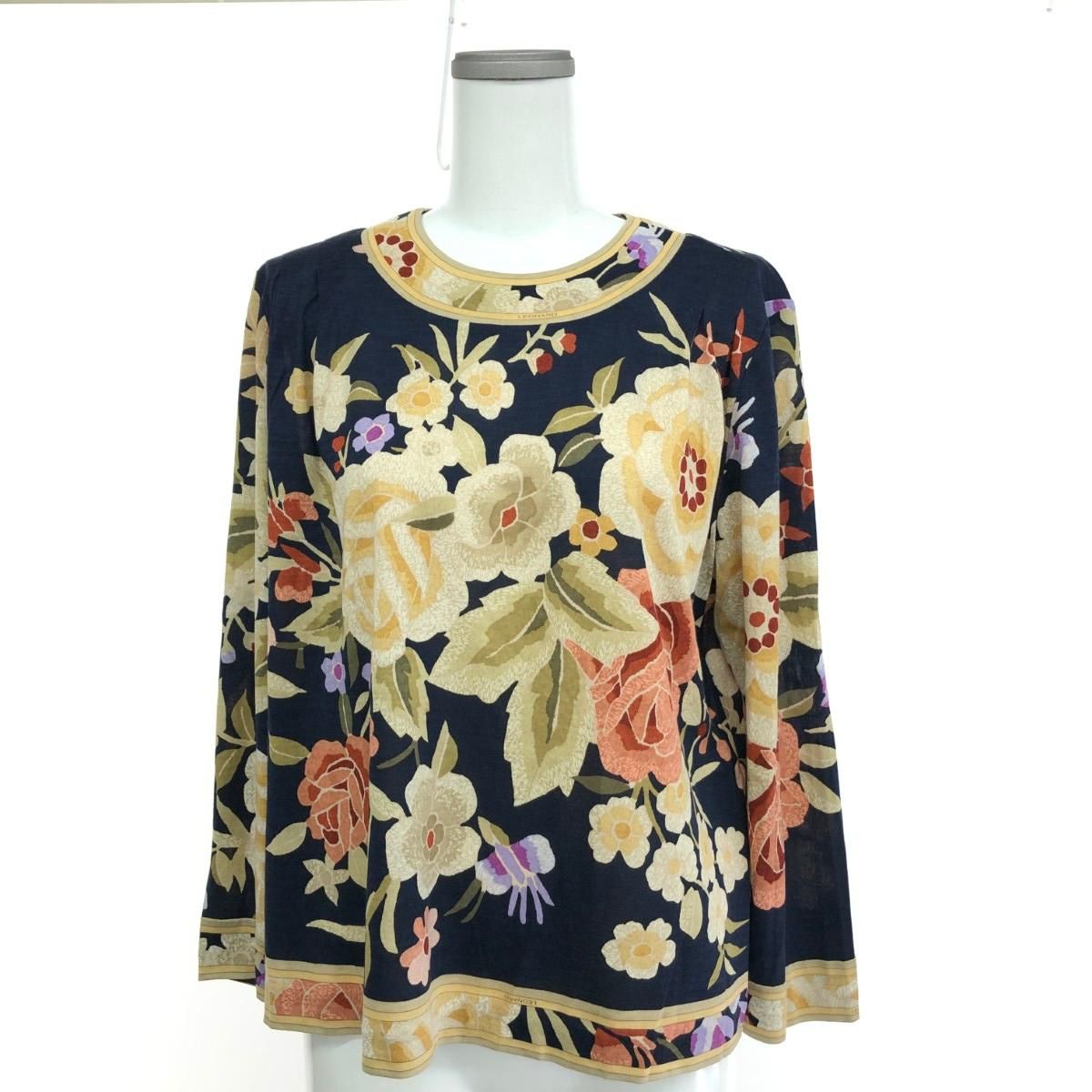 レオナール　大きいサイズ　４L　シルク１００%　長袖　シャツ　ブラウス　香水柄 LEONARD レオナール 長袖ブラウス サイズ:LL 花柄 シルクウール