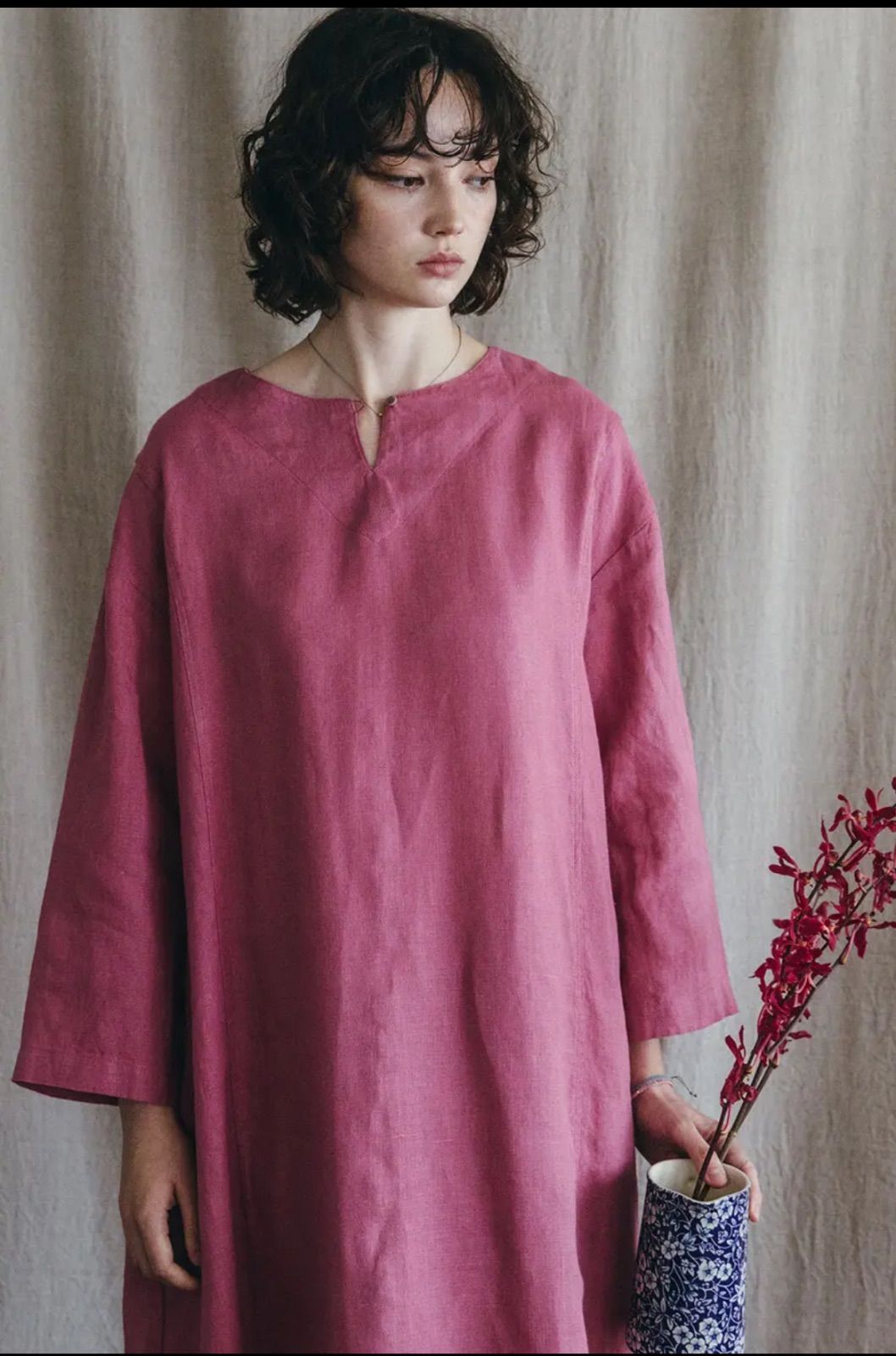 fog linen work イエヴァコクーンワンピース カメリア