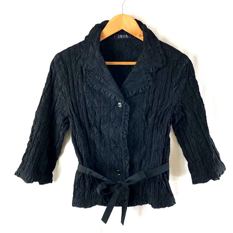 マダムジョコンダ MADAM JOCONDE ジャケット フリル 腰ひも 日本製