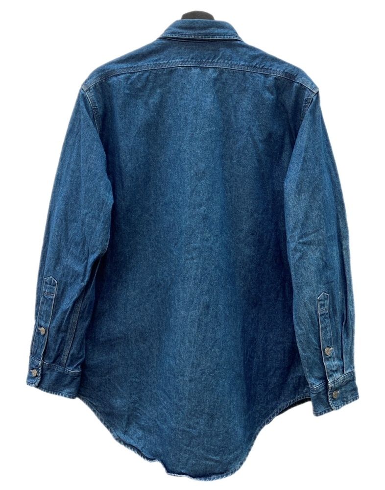 ラルフローレン RalphLauren POLO COUNTRY 90 s DENIM WORK SHIRT デニム ワーク シャツ タックボタン ハミルトン社 長袖 インディゴ 青 長袖シャツ 無地 ブルー Mサイズ 104 MT-2264
