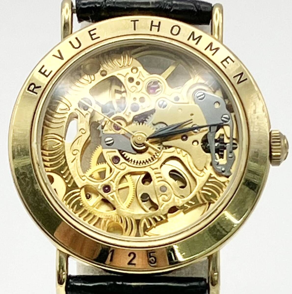 希少】REVUE THOMMEN レビュートーメン T44 手巻き スケルトンバック 