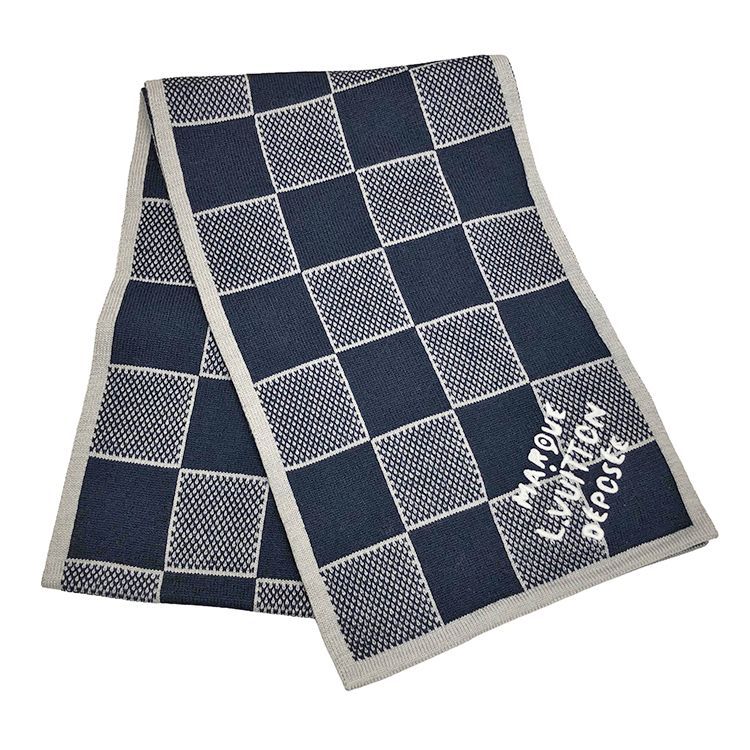 LOUIS VUITTON Pharrell Williams ルイヴィトン ファレル ウィリアムス マフラー･ダミエ ヘリテージ M 90776 ウール ロゴ マフラー ストール マリーヌ メンズ