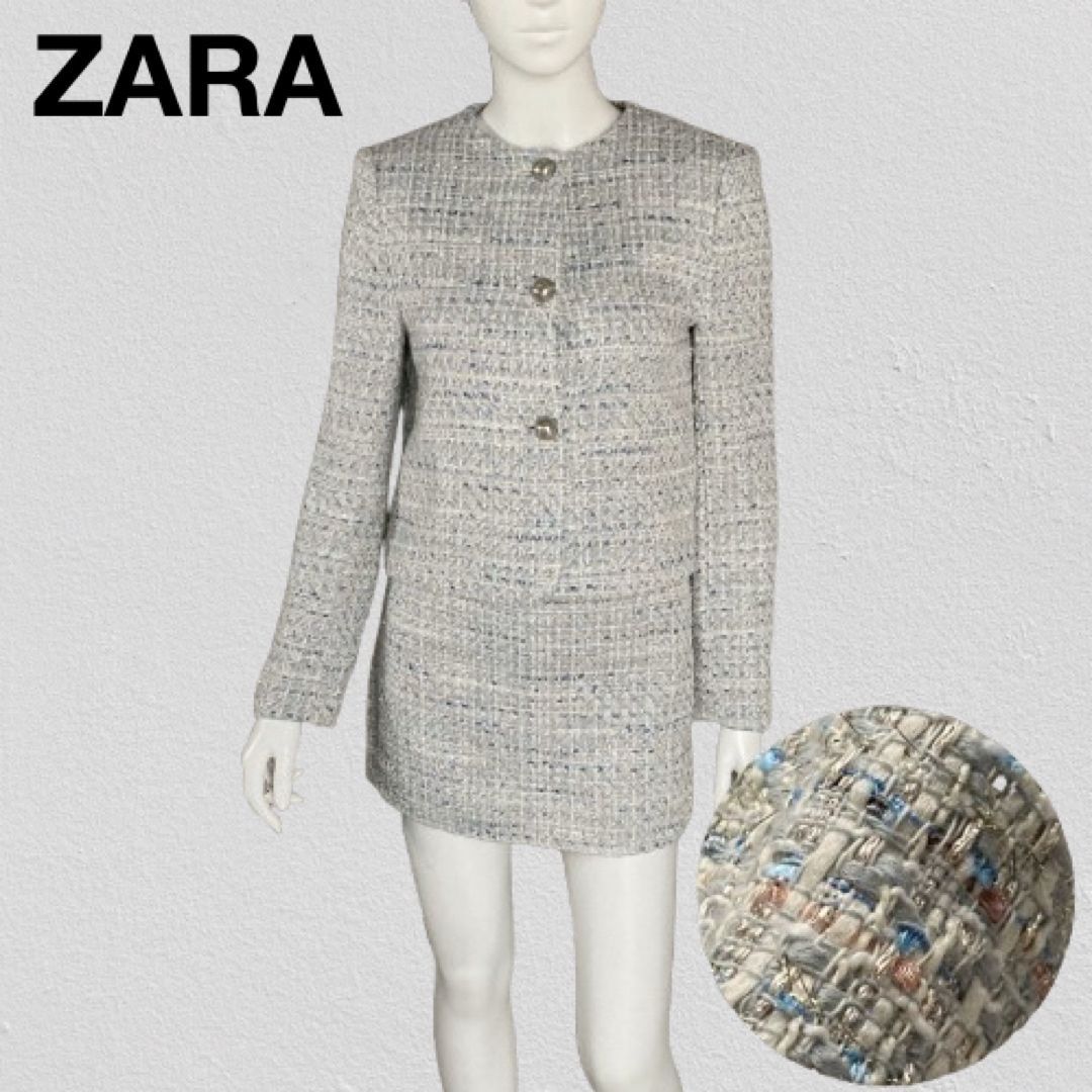 ザラ ZARA ラメ入りファンシーツイード セットアップスーツ ノー ジャケット ショートパンツ S.Mサイズ相当