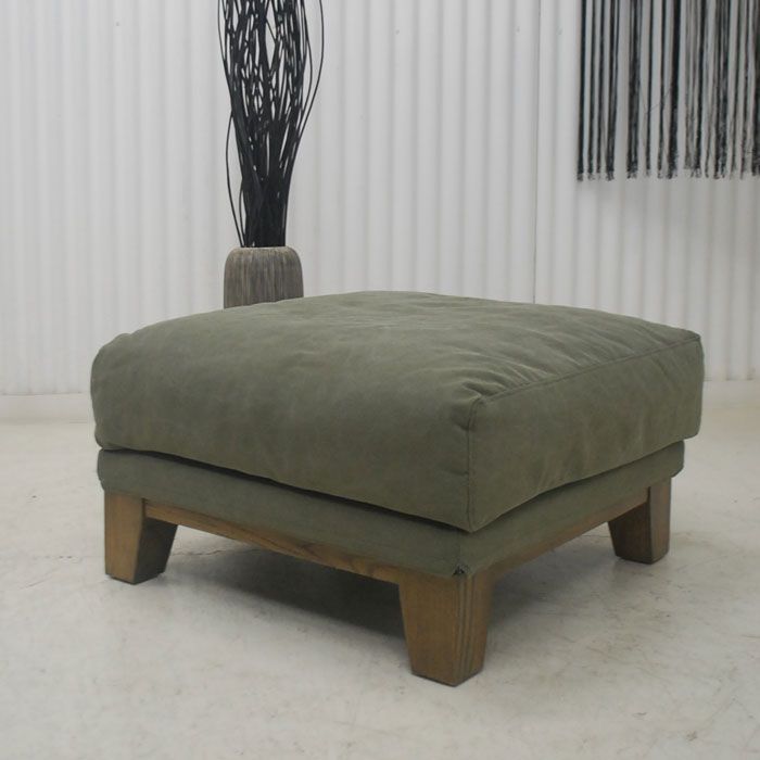 アウトレット 現品限り 一部 大 男前インテリア フェザー入り オットマン キャンパス生地 スツール 250516-バレットst